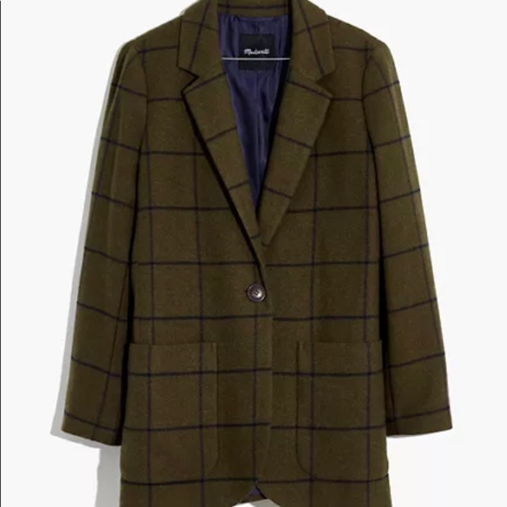 Madewell Larsen Blazer Green Windowpane